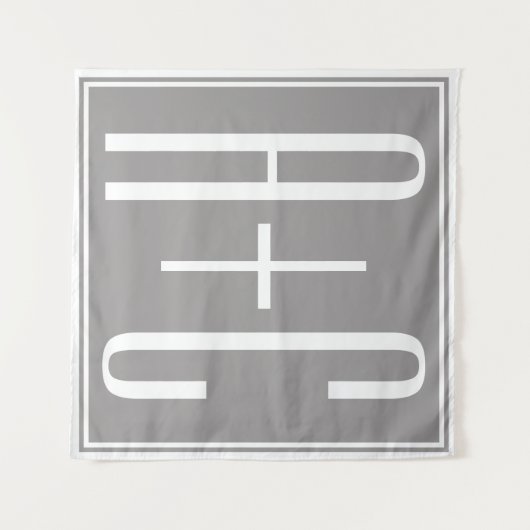 Tenture Initiales de couples ou autre texte | Blanc & Gris (Devant (Horizontal))