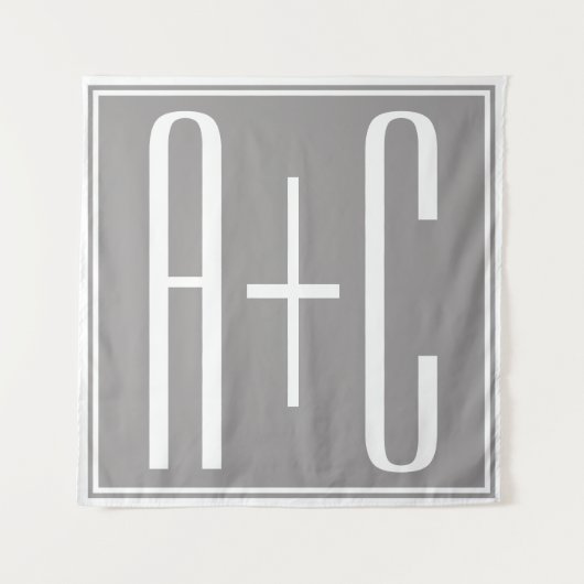 Tenture Initiales de couples ou autre texte | Blanc & Gris (Devant)