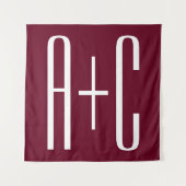 Tenture Initiales de couples simples | Blanc & Bourgogne (Devant)