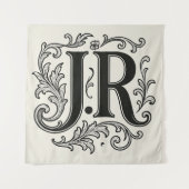 Tenture Initiales J.R avec décoration (Devant)