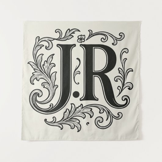 Tenture Initiales J.R avec décoration (Devant)