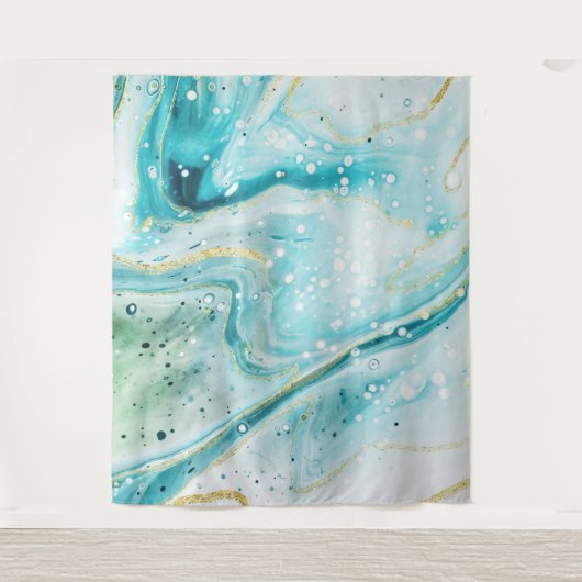 Tenture Inky Splash Turquoise Marble Or Photo Booth Arrièr (Devant)