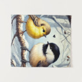 Tenture Inséparables dans une décoration d'hiver gelée (Devant (Horizontal))