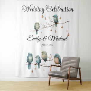 Tenture Inséparables rustiques de bois Mariage romantique