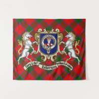 Insigne du clan Robertson & licornes avec tartan 