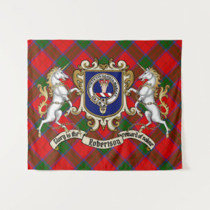 Tenture Insigne du clan Robertson & licornes avec tartan 