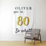 Tenture Inspirational 80th Birthday Party Retour en arrièr<br><div class="desc">Inspirational 80th Birthday Party Contexte. Citation amusante et inspirante 80 alors que pour lui ou pour elle. Utilisez les tapisseries comme toile de fond pour la fête du 80e anniversaire. Personnalisez-le avec votre nom et votre âge.</div>