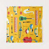Tenture Instruments de musique : Jaune du milieu du siècle (Devant (Horizontal))
