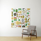 Tenture Instruments de musique motif sans faille. Reggae (En situation (horizontale))