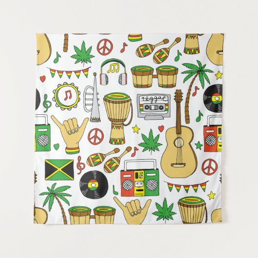 Tenture Instruments de musique : Reggae Arrière - plan san (Devant)