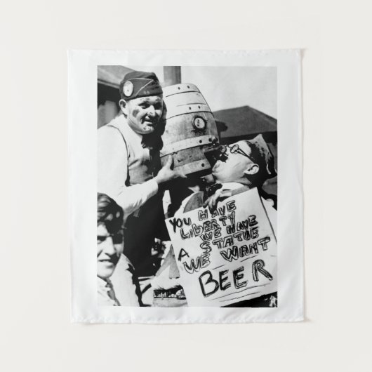 Tenture Interdiction vintage Bière, Nous voulons l'interdi (Devant)