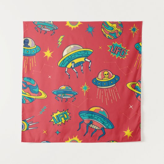 Tenture Inventaires d'espace UFO rétro (Devant)