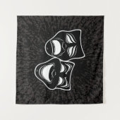 Tenture Inverted Black And White Comedy And Tragedy Masks (Devant (Horizontal))