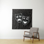 Tenture Inverted Black And White Comedy And Tragedy Masks (En situation)