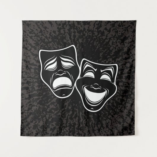 Tenture Inverted Black And White Comedy And Tragedy Masks (Devant)