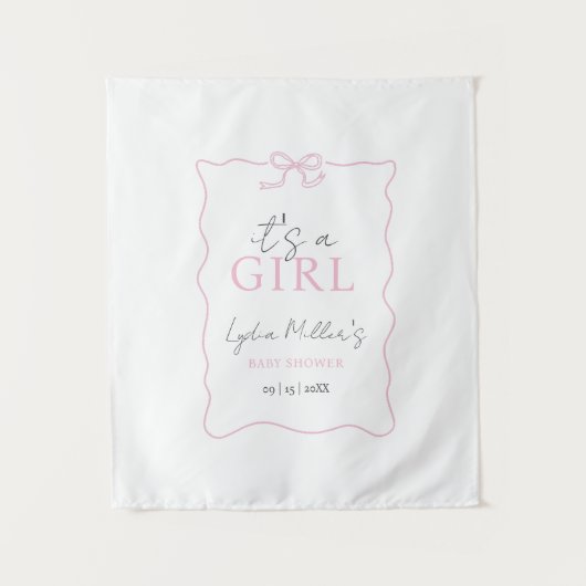 Tenture Invitation à une Baby Shower pour Bébé Fille avec  (Devant)