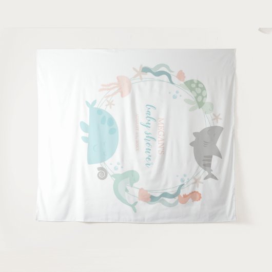 Tenture Invitation à une baby shower sous la mer (Devant (Horizontal))