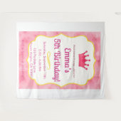 Tenture Invitation Anniversaire Couronne Rose | zazzlemade (Devant (Horizontal))