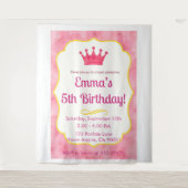 Tenture Invitation Anniversaire Couronne Rose | zazzlemade (Devant)