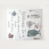 Tenture Invitation Baby shower de pêche (Devant (Horizontal))