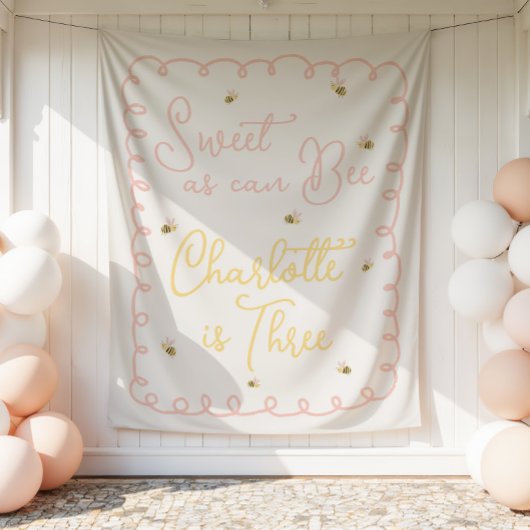Tenture Invitation d'anniversaire d'abeille - Douce comme