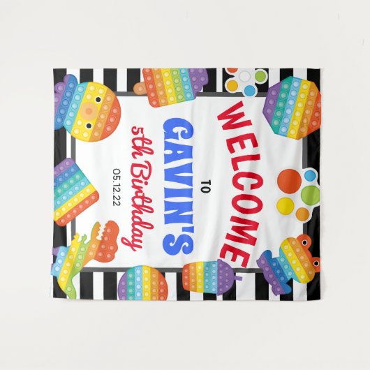 Tenture Invitation d'anniversaire Pop It, Panneau de bienv (Devant (Horizontal))