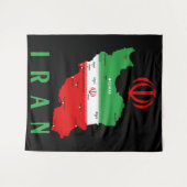 Tenture Iran Map with Flag and Emblem (Devant (Horizontal))