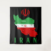 Tenture Iran Map with Flag and Emblem (Devant)