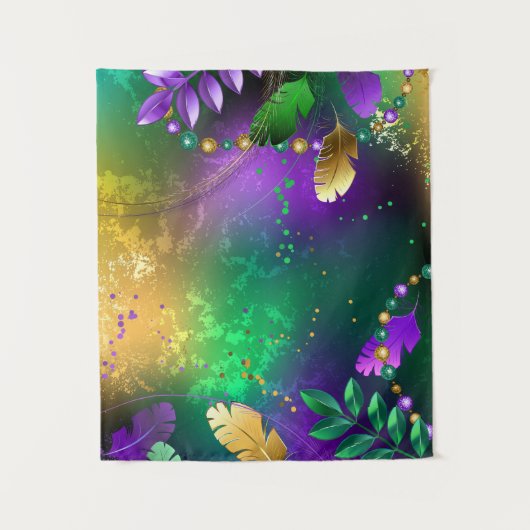 Tenture Iridescente mardi gras arrière - plan avec perles (Devant)