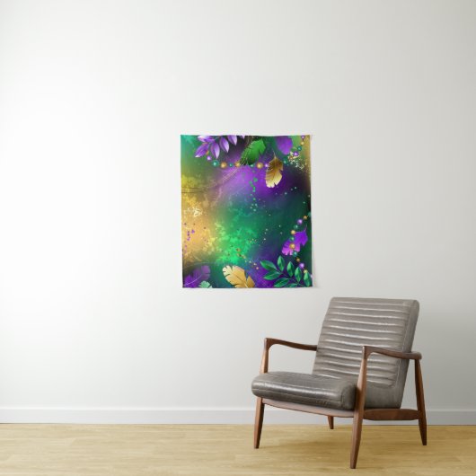 Tenture Iridescente mardi gras arrière - plan avec perles (En situation)