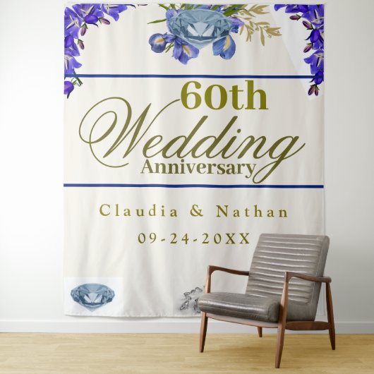 Tenture Iris Diamant 60e Anniversaire de Mariage (En situation)