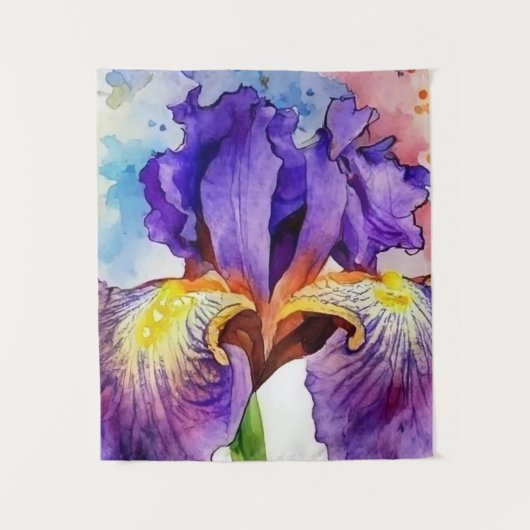 Tenture Iris violet en aquarelle (Devant)
