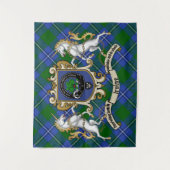 Tenture Irvine Clan Badge & Unicorns avec Tartan (Devant)