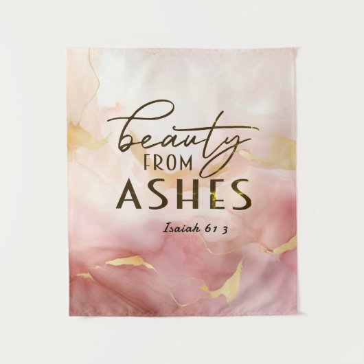 Tenture Isaïe 61 3 Beauté de Ashes Bible Verse Rose (Devant)