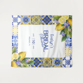Tenture Italian Mosaic Blue Tile Lemons Bridal Shower (Devant (Horizontal))