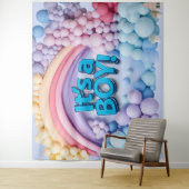 Tenture It's a Boy Balloon Arch Backdrop (En situation)