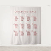 Tenture Ivory and Burgundy Wedding Seating Chart Fabric  (Devant)