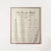 Tenture Ivory Burgundy Retro Wedding Seating Chart Sign (Devant)