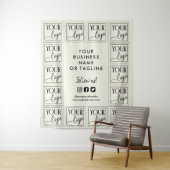 Tenture Ivory White Your Logo & Social Media Backdrop (En situation)
