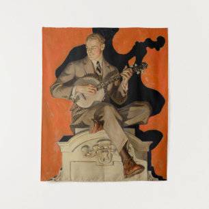Tenture J.C. Leyendecker Joueur de banjo 1920 Art déco Art