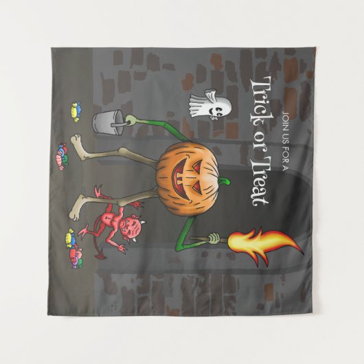 Tenture Jack O'lantern sur un Trick ou un traitement amica (Devant (Horizontal))