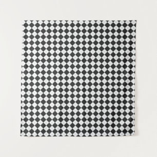 Tenture Jacquard plaid. Motif écossais en blanc et noir