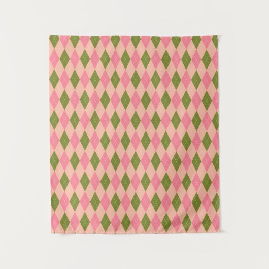 Tenture Jacquard Preppy classique en rose et vert (Devant)