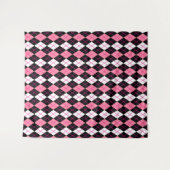Tenture Jacquard rose noir blanc Diamant Design (Devant (Horizontal))