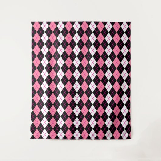 Tenture Jacquard rose noir blanc Diamant Design (Devant)