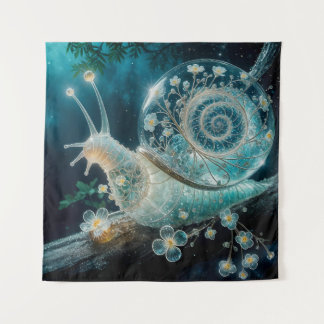 Tenture Jade Crystal Snail Shell avec Flotte bioluminescen