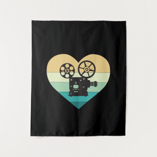 Tenture J'adore le projecteur de cinéma rétro (Devant)