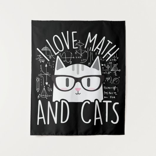 Tenture J'adore les maths et les chats Chaton mignon (Devant)