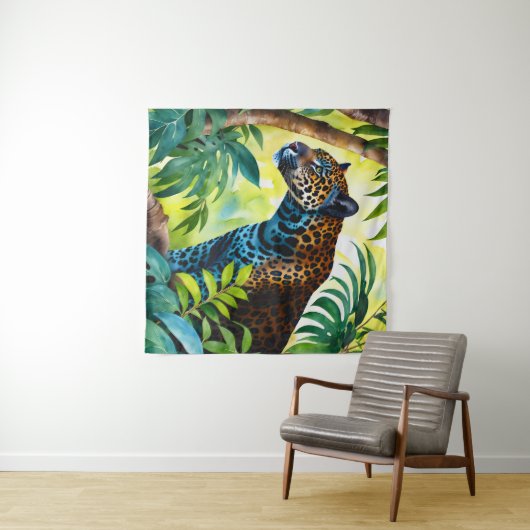Tenture Jaguar Forêt Botanique Jungle (En situation (horizontale))
