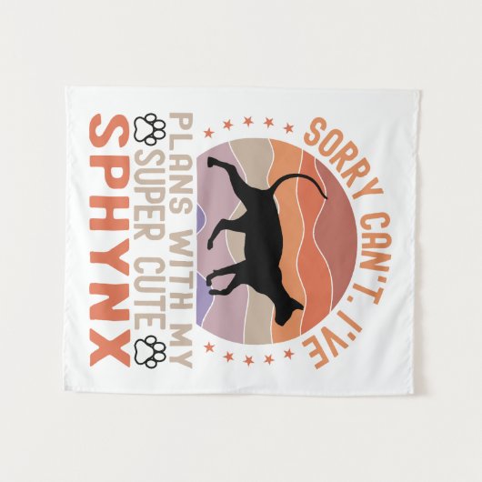 Tenture J'ai des plans avec mon chat Sphynx (Devant (Horizontal))